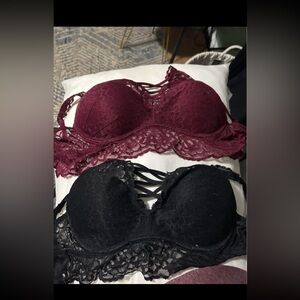 Victoria's Secret Lace Bra Duo - Wine and Black